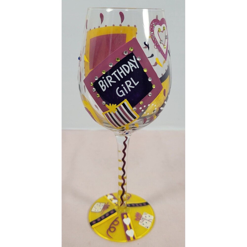 Lolita Birthday Girl Love My Wine Collection Hand Painted Wine Glass